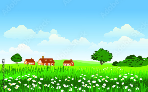 rural landscape with houses
