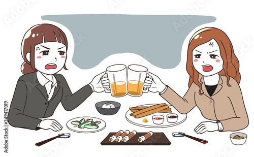 会社帰りの飲みで言い争い(女性)