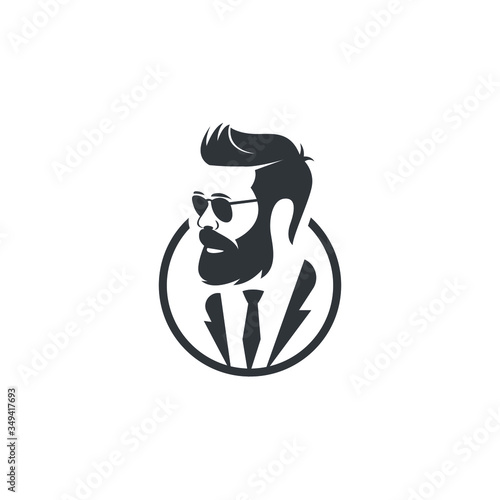 gentleman handsome man with beard vector illustration, barbershop logo design