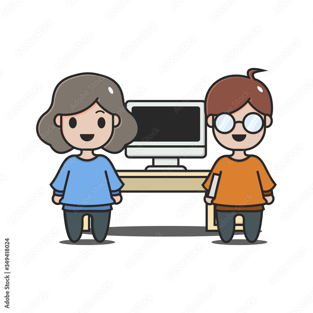 two designers with laptops behind two designers with laptops behind