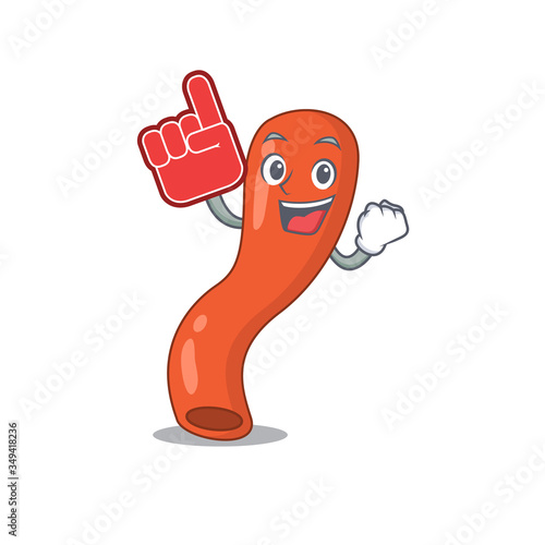 Appendix in cartoon drawing character design with Foam finger