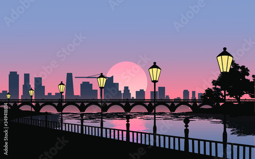 chicago skyline at sunset vector