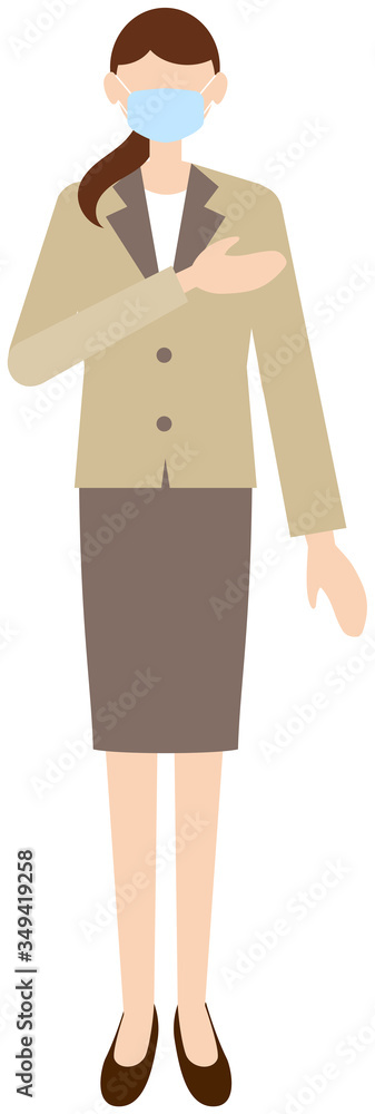 Vector image of business women in office uniform with mask Vector image of business women in office uniform with mask
