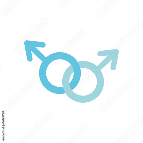 pride concept, united male gender symbols, flat style