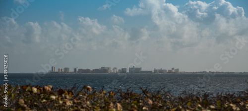 Panoramic wide angle photograph of The View seen from Isla Mujeres lookout, Mexico photo