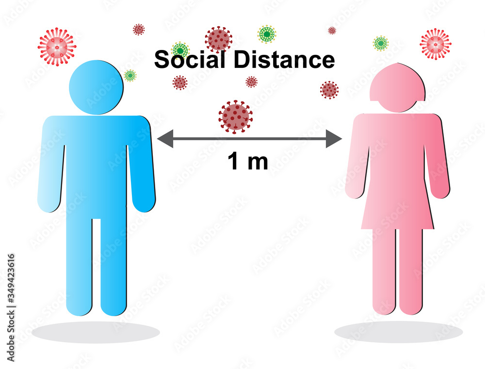 Keep distance symbol and corona-virus structure,vector illustration ...