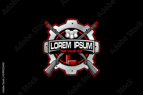 Cross rifle with pellet and crosshair vector logo template