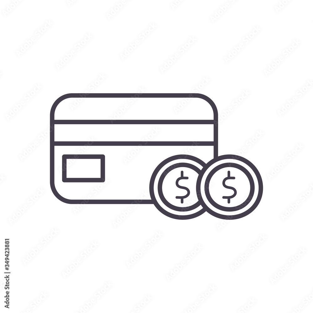 coins and credit card line style icon vector design coins and credit card line style icon vector design