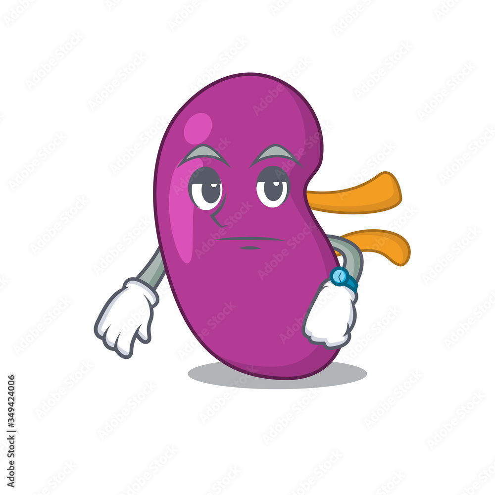 Mascot design style of kidney with waiting gesture