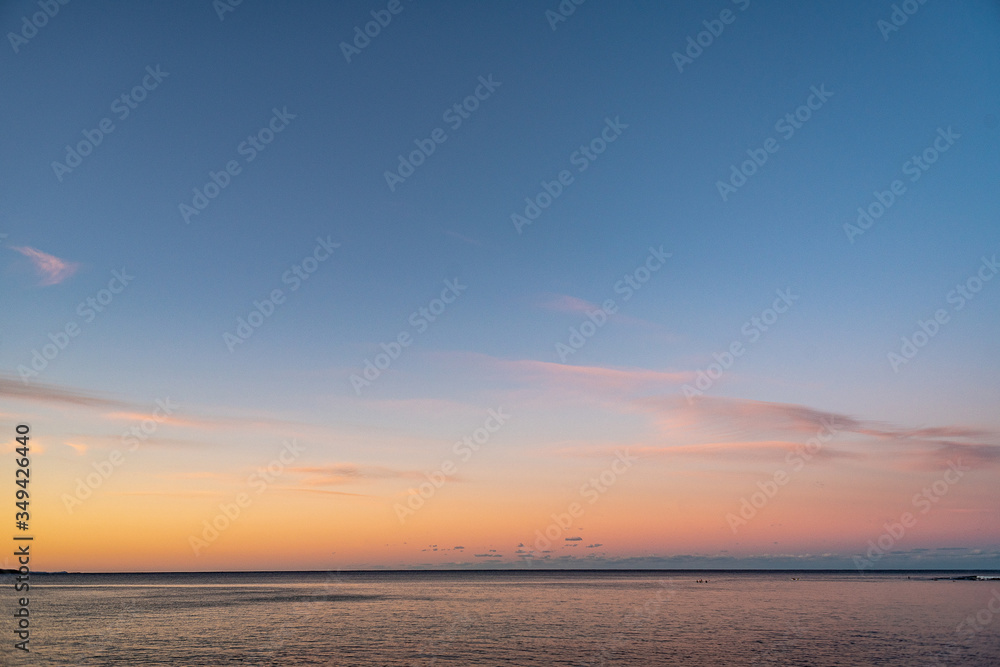 Minimalism lines of the South Pacific Ocean in Sydney Australia in sunset light