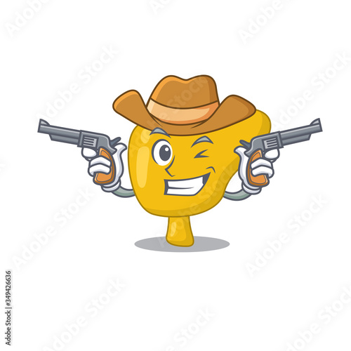 Cartoon character cowboy of liver with guns
