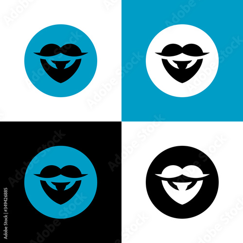 Beard lover logo design template elements, circle shape icon - Vector