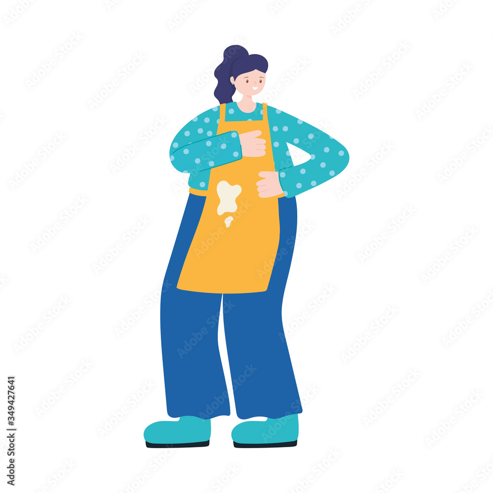 cook woman with apron character isolated icon design