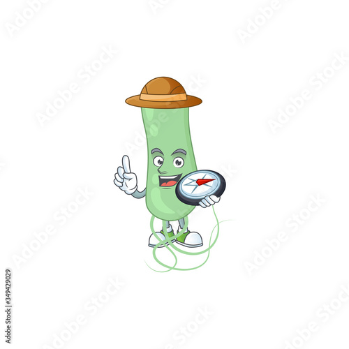 Experience explorer of aquificae cartoon character style using compass