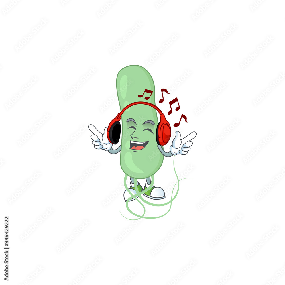 Naklejka premium Cartoon drawing design of aquificae listening to the music with headset