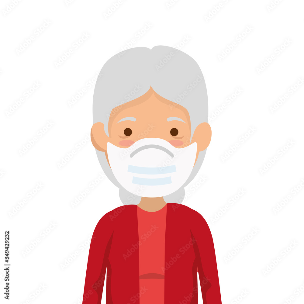 old woman using face mask isolated icon vector illustration design