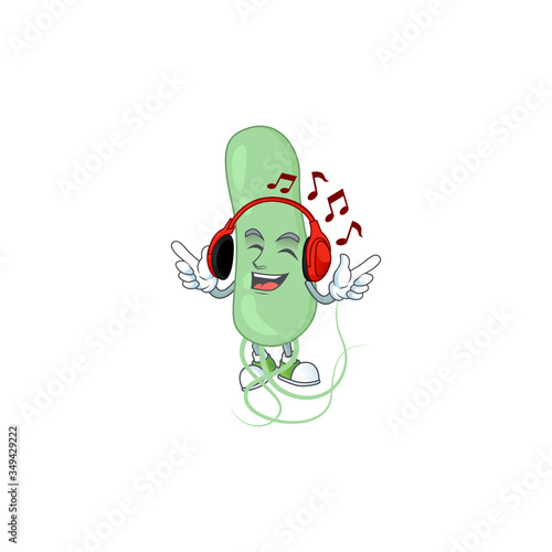 Cartoon drawing design of aquificae listening to the music with headset