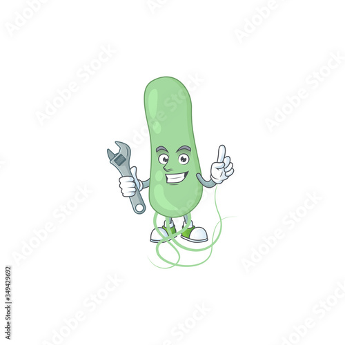 A smart mechanic aquificae cartoon mascot design fix a broken machine