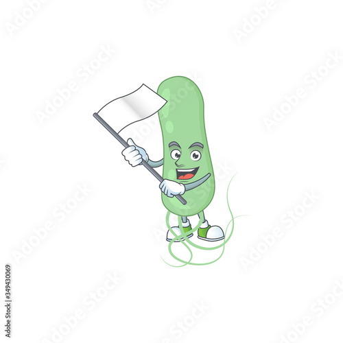 Cute caricature character of aquificae with a white flag