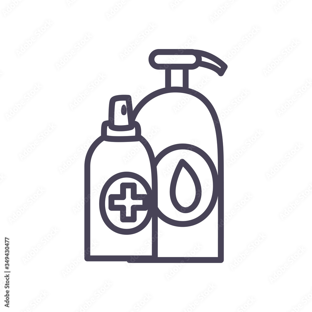 Antibacterial bottle line style icon vector design Antibacterial bottle line style icon vector design