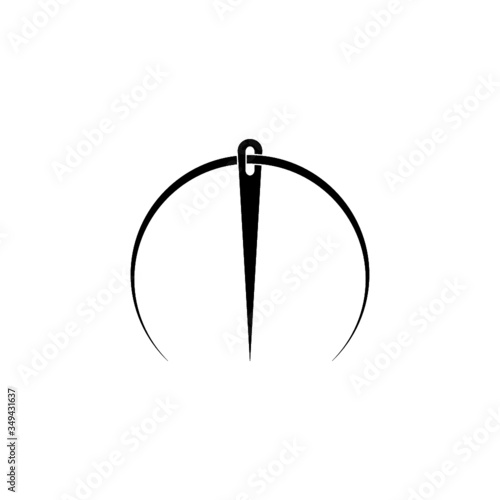 Needle and thread silhouette icon isolated on white background