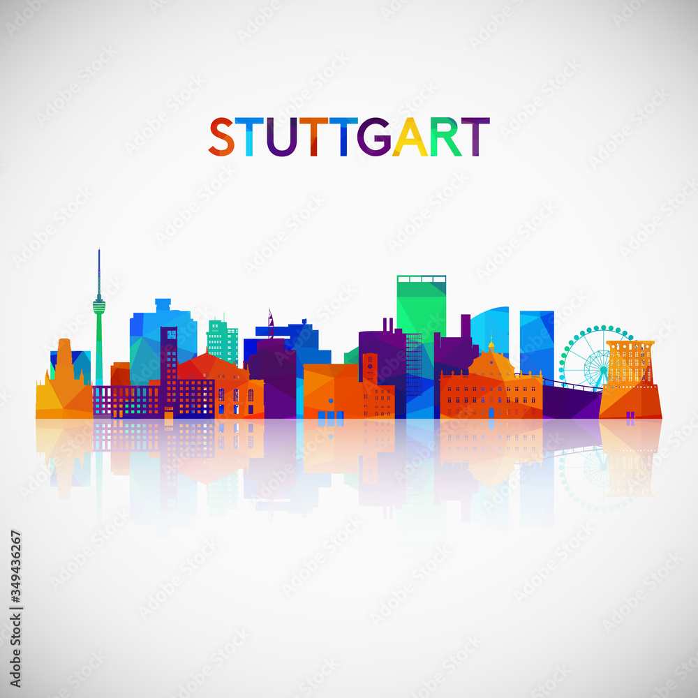 Stuttgart skyline silhouette in colorful geometric style. Symbol for your design. Vector illustration.