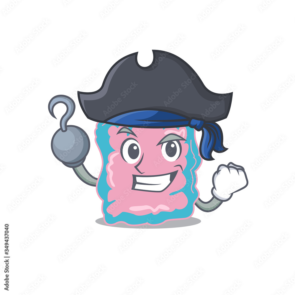 Intestine cartoon design in a Pirate character with one hook hand
