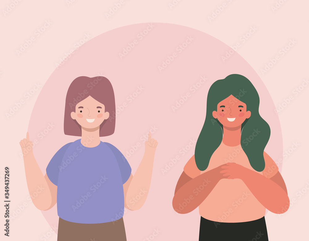 happy women cartoons vector design happy women cartoons vector design