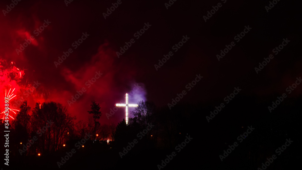 Colorful fireworks at holiday night