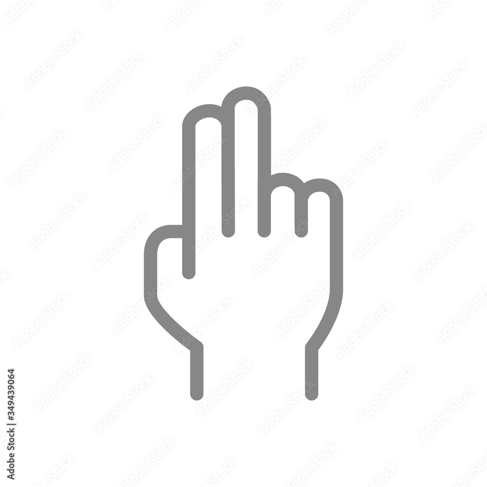 Mudra of life gesture line icon. Two fingers up symbol Mudra of life gesture line icon. Two fingers up symbol