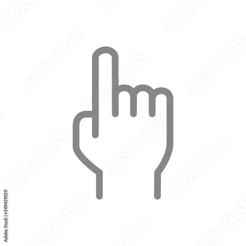 Attention gesture line icon. Index finger up symbol