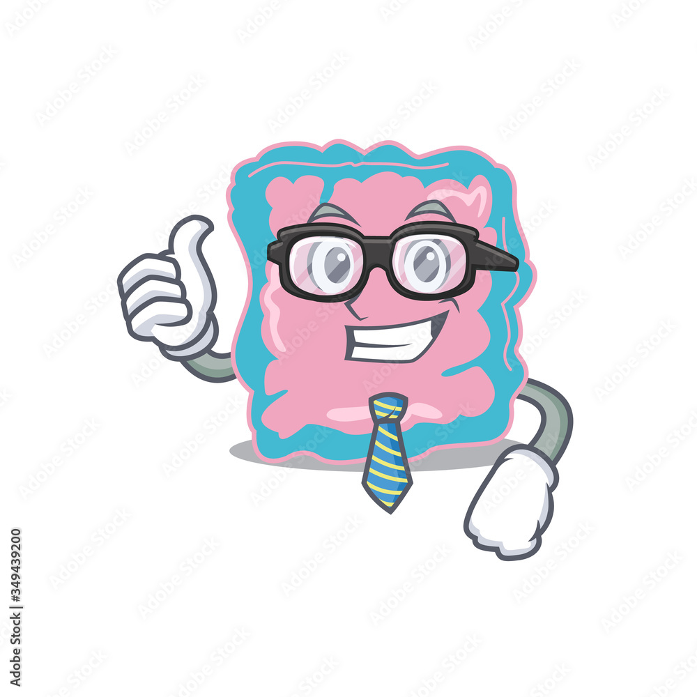 cartoon drawing of intestine Businessman wearing glasses and tie