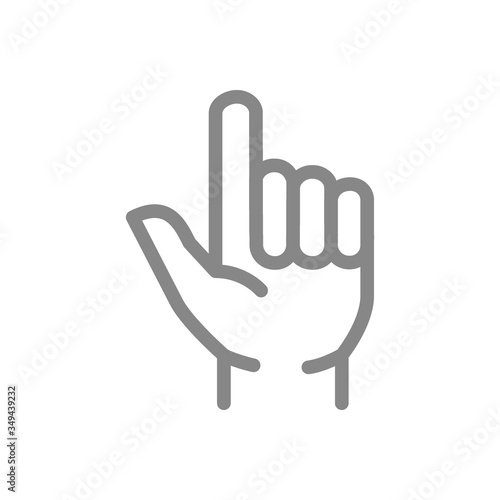 Two fingers up line icon. Pointing direction, gun hand gestures symbol