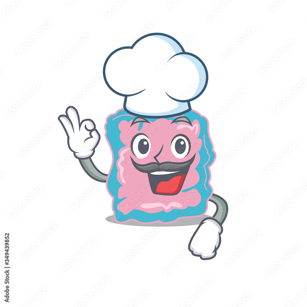Talented intestine chef cartoon drawing wearing chef hat Talented intestine chef cartoon drawing wearing chef hat
