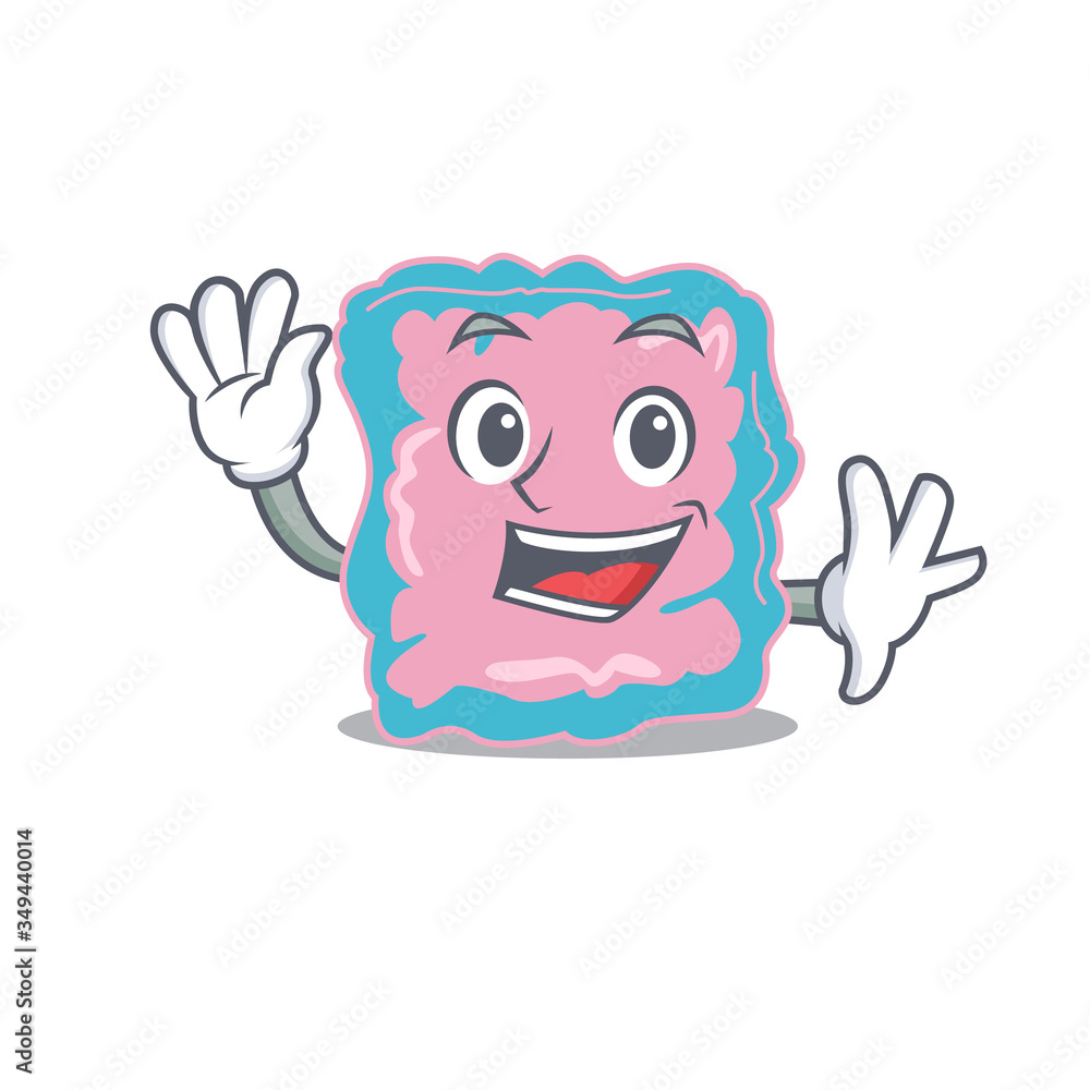 Obraz premium A charming intestine mascot design style smiling and waving hand