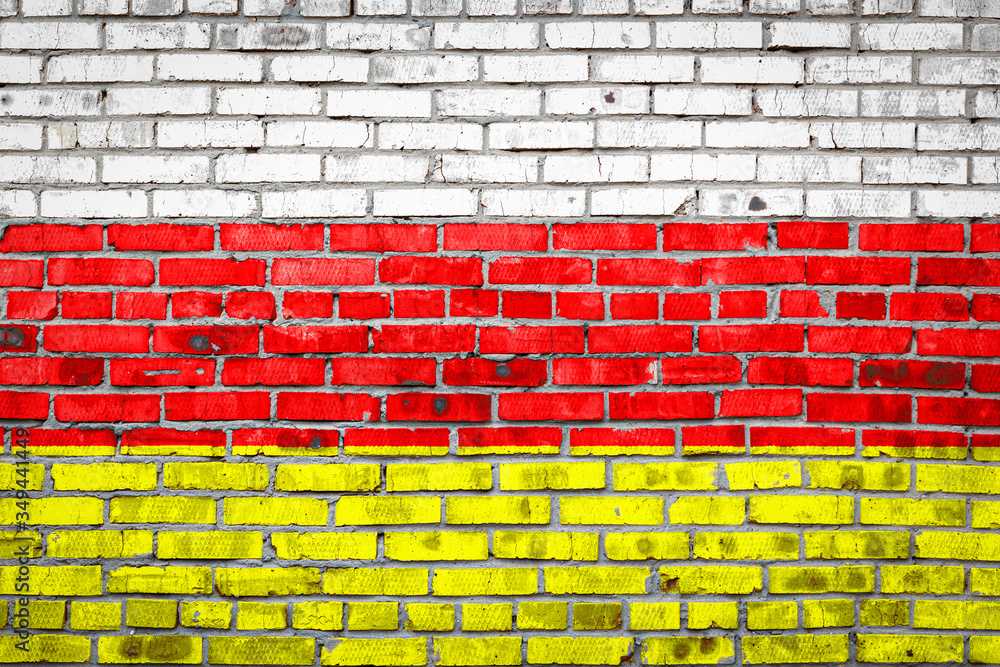 Flag banner on brick wall background. Flag banner on brick wall background.
