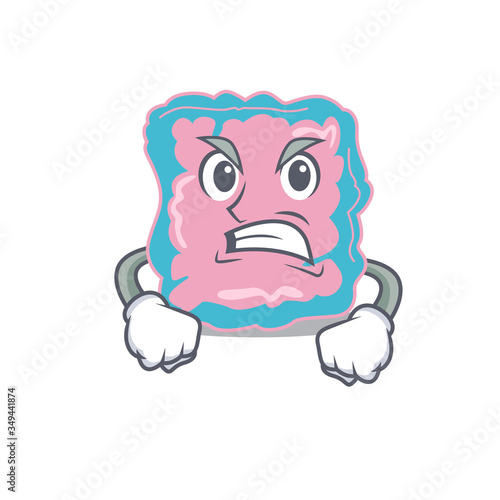 A cartoon picture of intestine showing an angry face
