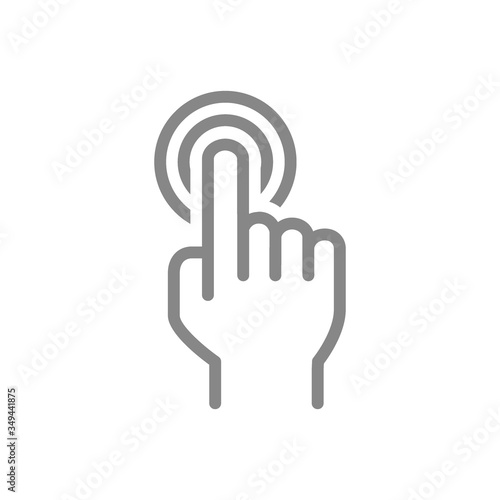 Double tap with one finger line icon. Finger touch, cursor pointer symbol