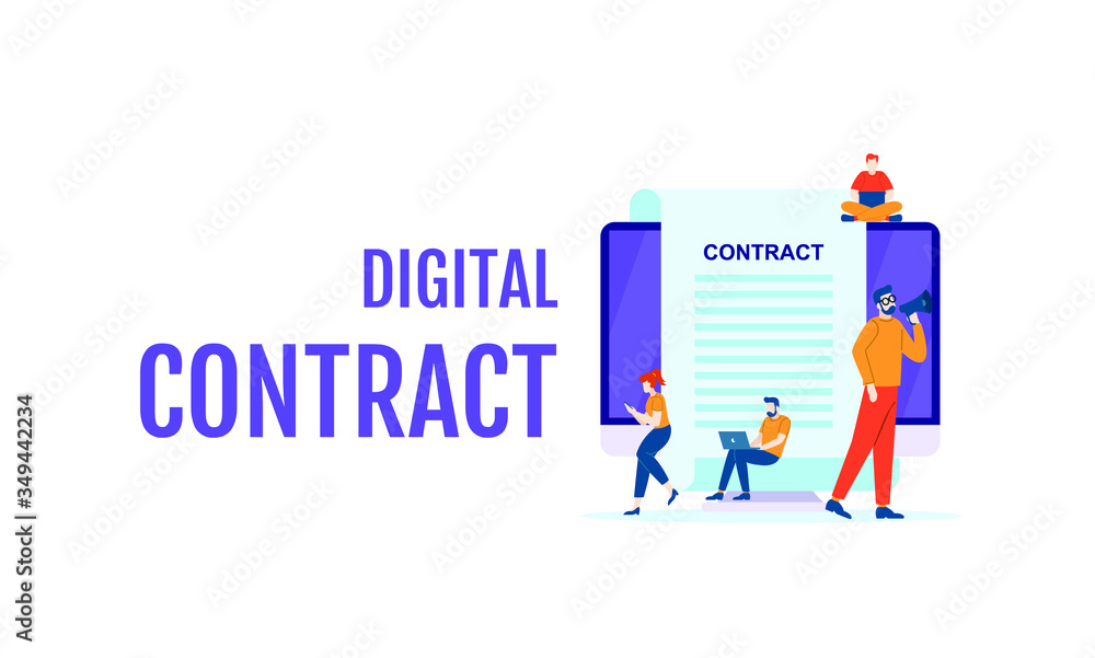 digital contract vector illustration concept template isolated white background can be use for presentation web banner UI UX landing page