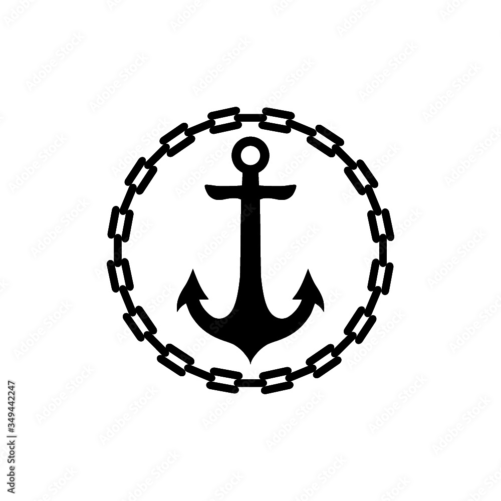 Sea anchor with chain icon isolated on white background Sea anchor with chain icon isolated on white background