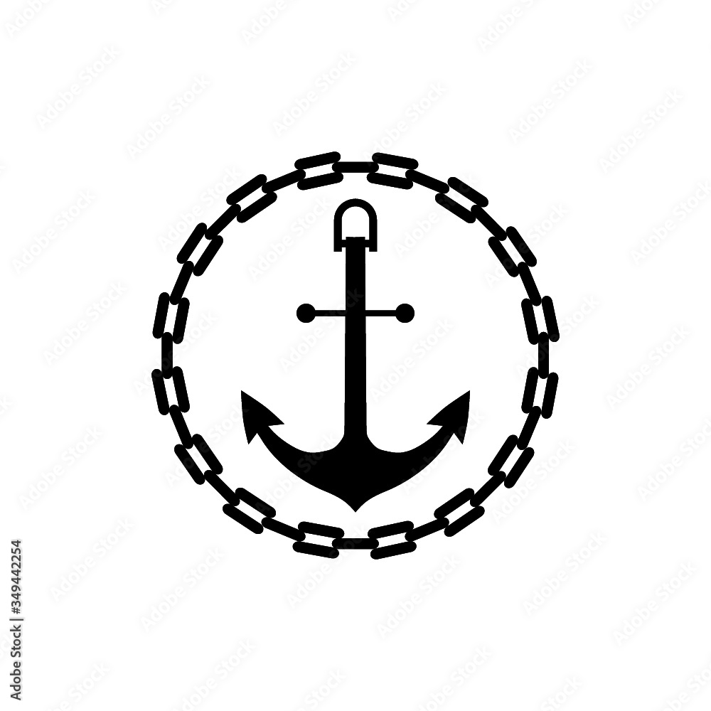 Sea anchor with chain icon isolated on white background Sea anchor with chain icon isolated on white background