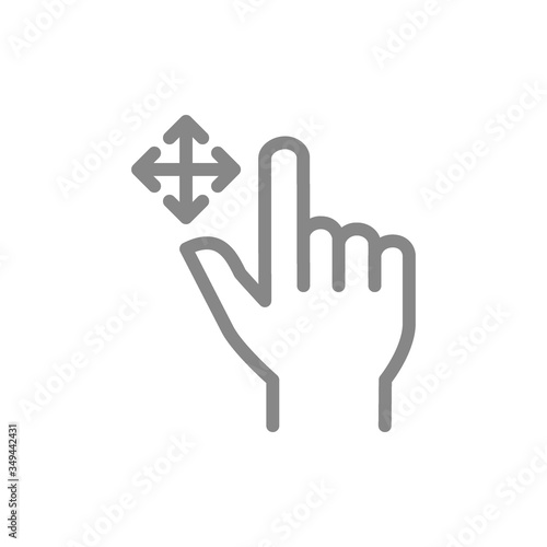 Drag flick with two fingers line icon. Multi touch screen gestures symbol