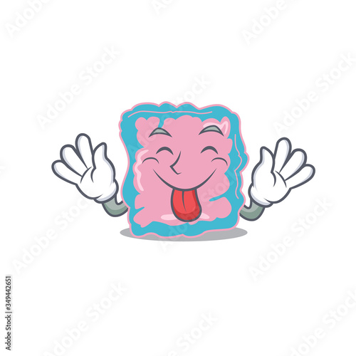 Funny intestine cartoon design with tongue out face