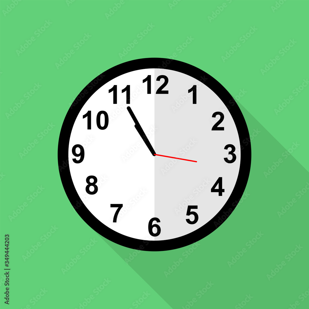 Classic clock icon, Five minutes to eleven o'clock. Classic clock icon, Five minutes to eleven o'clock.