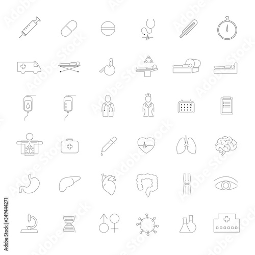 icon of Medicine and Health Care, outline Vector.