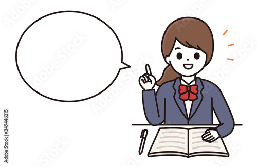 学生 女性 勉強 吹き出し イラスト