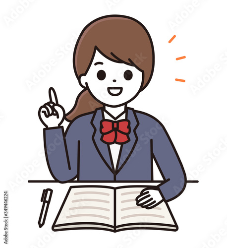 学生 女性 勉強 イラスト