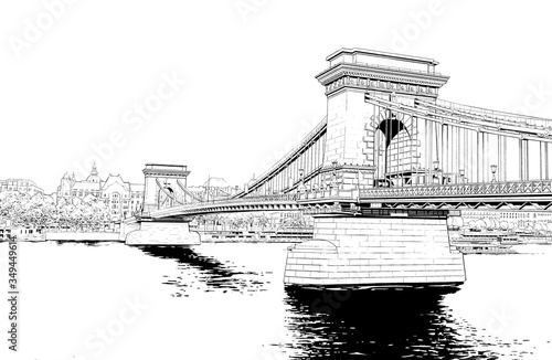 Photography 漫画風ペン画イラスト　海外_街並