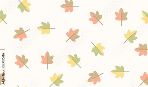 Pattern of autumn leaves falling down or lying on the ground. Wrapping. light coloured