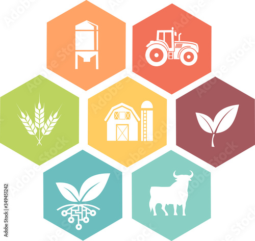 Icon of various symbols of agriculture